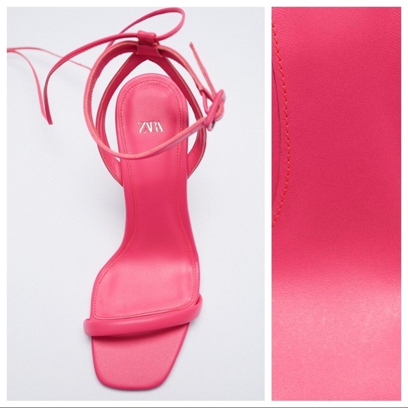 NWT. Zara Pink Tied High-Heel Sandals. Size 9. - Picture 4 of 9